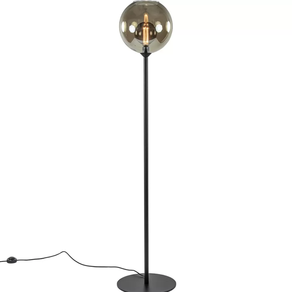 Vloerlampen | Klassieke Verlichting>Straluma Vloerlamp zwart + smoke glas