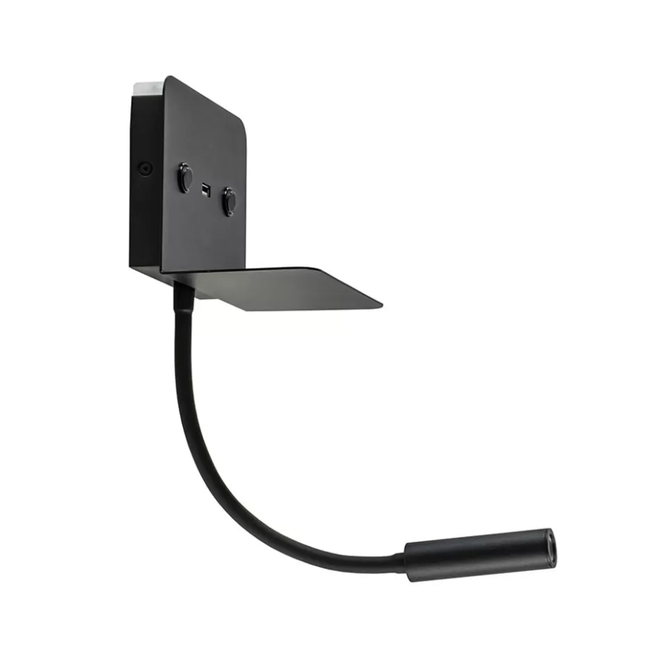 Wandlampen | Bedlampjes>Straluma Wandlamp bed zwart flex + USB charger