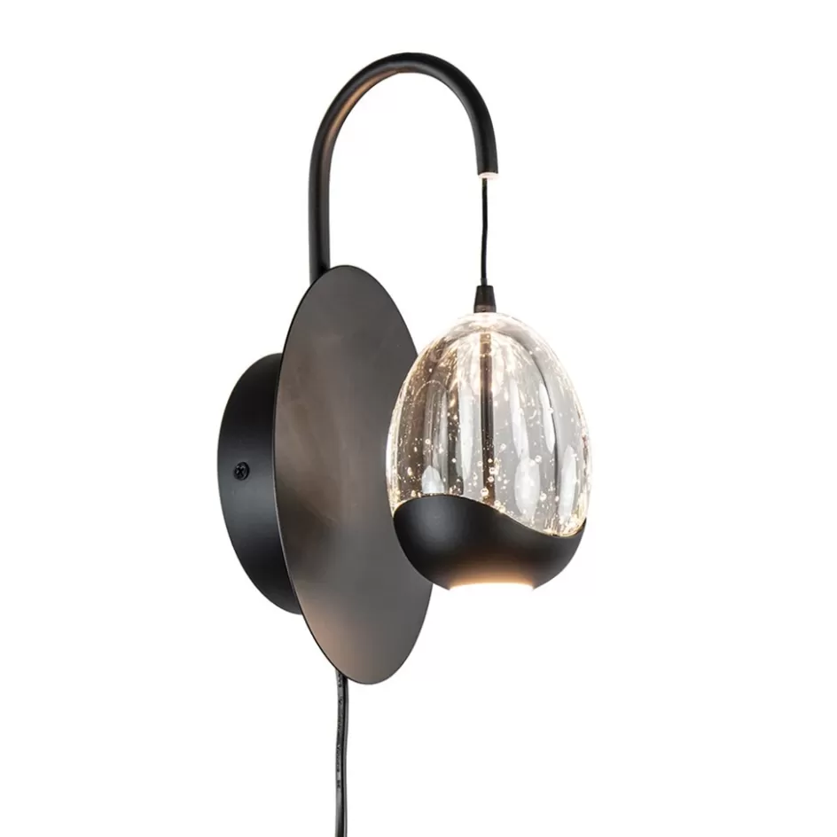 Wandlampen | Woonkamerlampen>Straluma Wandlamp Black Egg zwart/helder glas