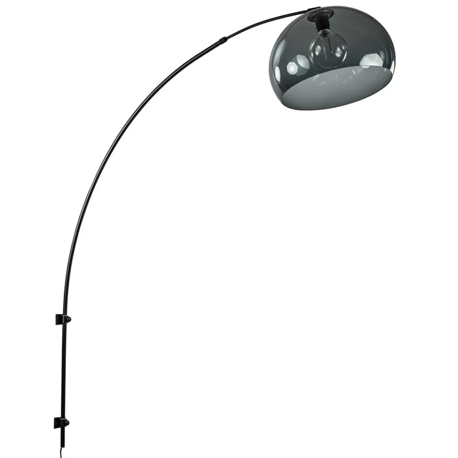 Booglampen | Woonkamerlampen>Straluma Wandlamp boog met smoke plexibol kap