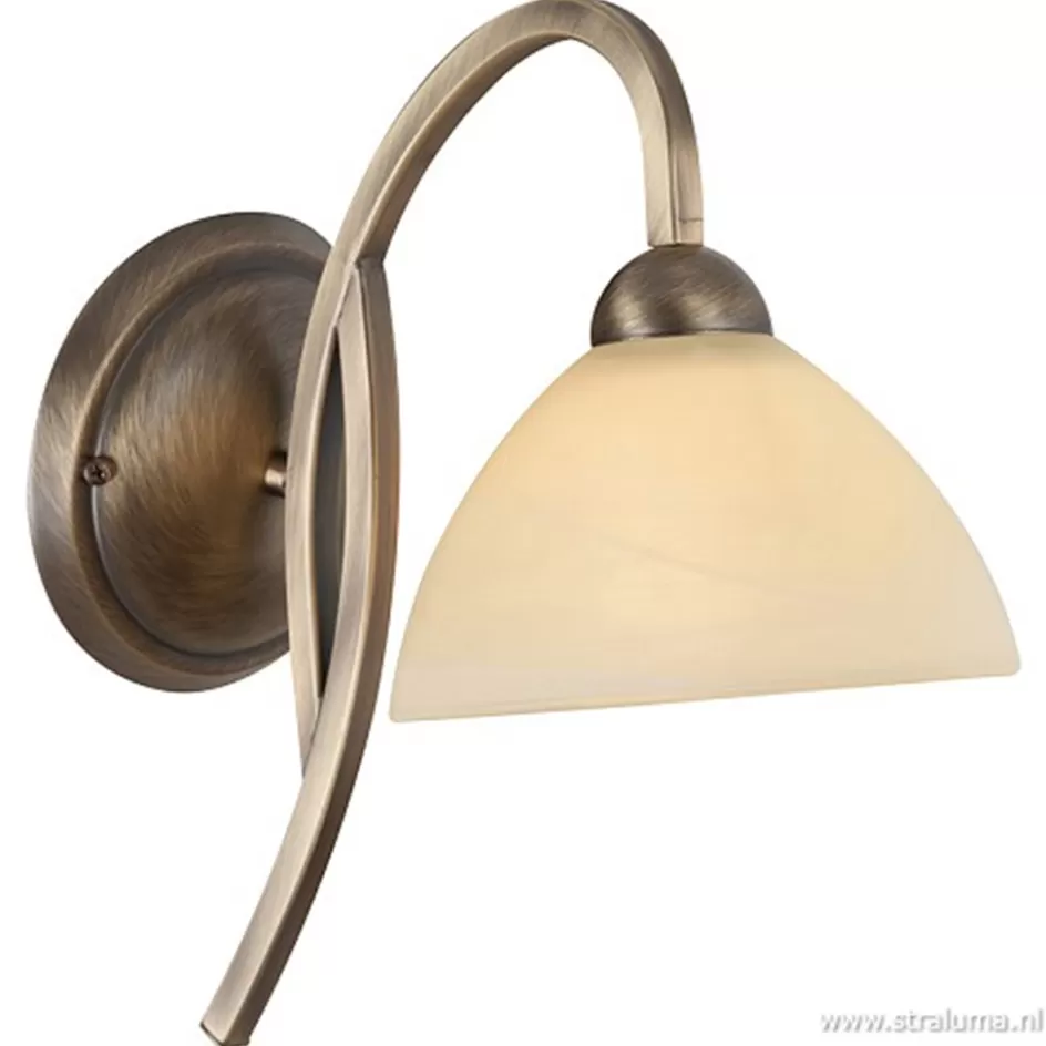 Bedlampjes | Woonkamerlampen>Straluma Wandlamp Capri brons/Glas