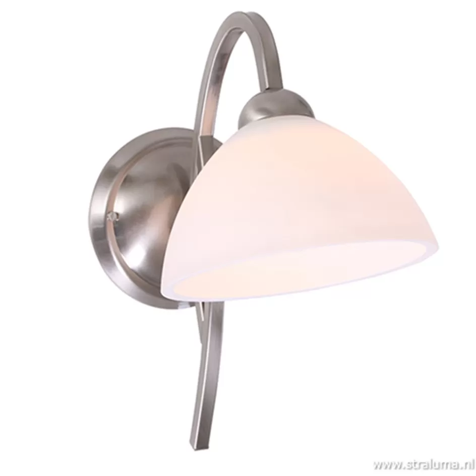 Bedlampjes | Woonkamerlampen>Straluma Wandlamp Capri staal/glas slaapkamer