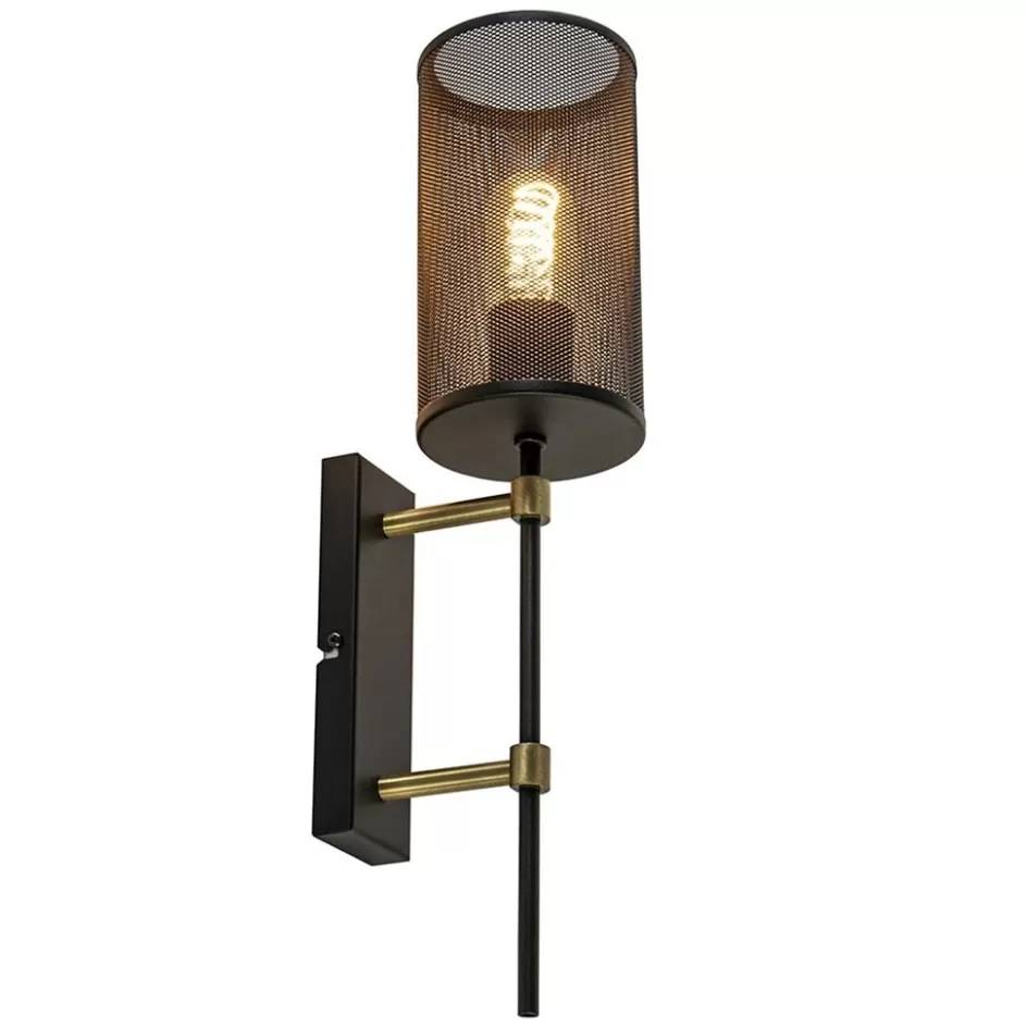 Wandlampen | Industriële Verlichting>Straluma Wandlamp cilinder zwart/goud S