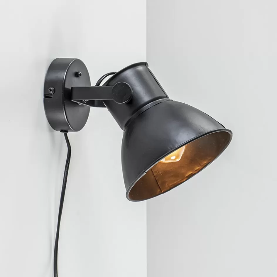 Light and Living | Woonkamerlampen>Straluma Wandlamp Eliano zwart industrieel