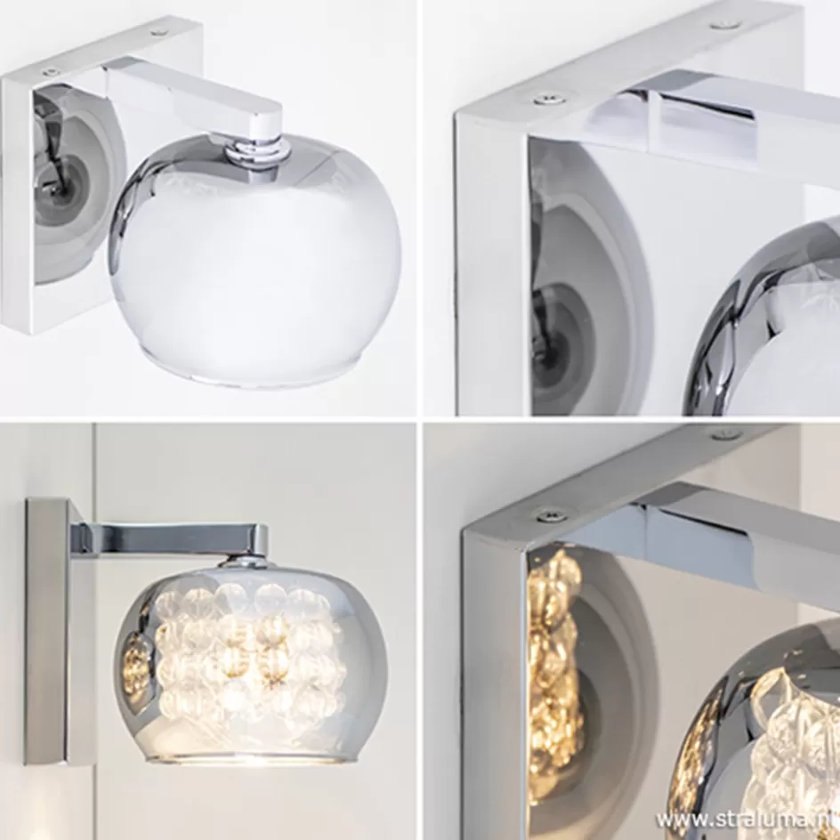 Pearl | Woonkamerlampen>Straluma Wandlamp Pearl glas/chroom