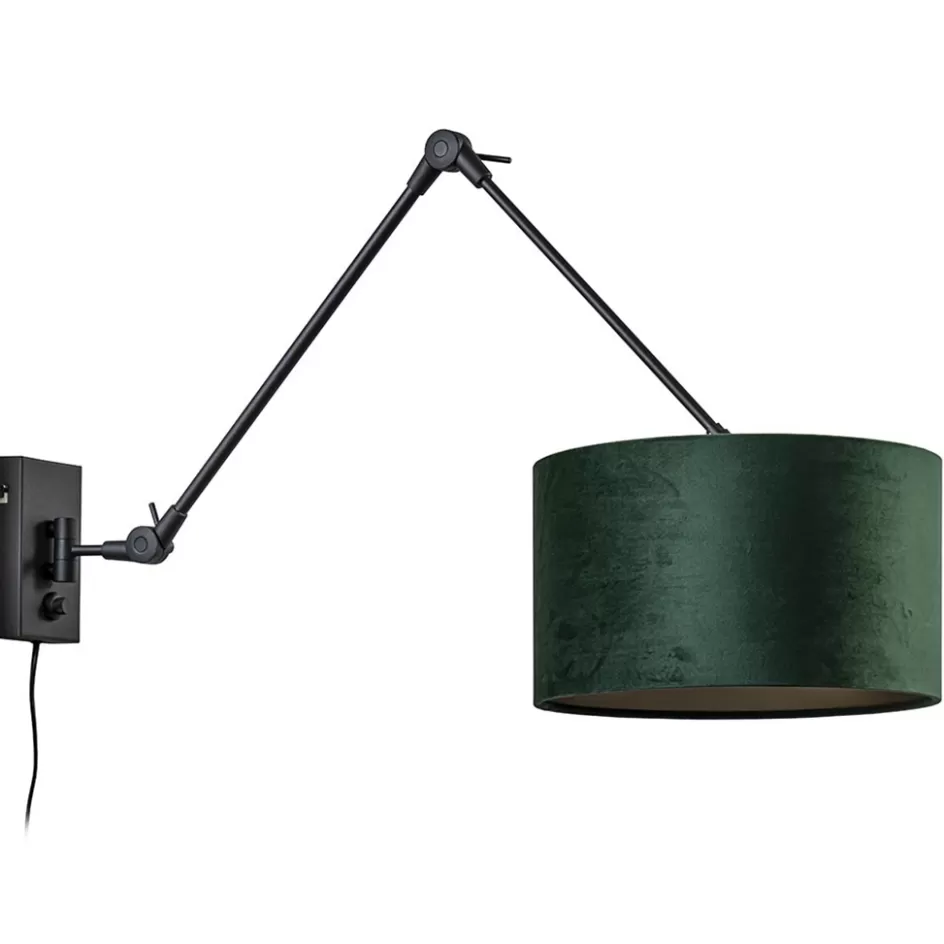 Schemerlampen | Woonkamerlampen>Straluma Wandlamp Prestige Chic zwart/kap groen