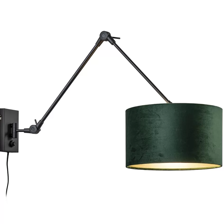 Schemerlampen | Woonkamerlampen>Straluma Wandlamp Prestige Chic zwart/kap groen