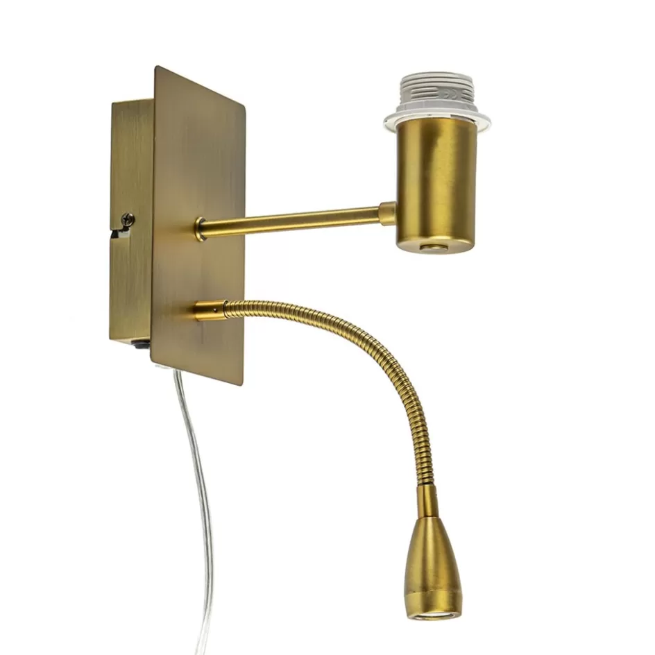 Wandlampen | Bedlampjes>Straluma Wandlamp Regina antiek brons met leesarm exclusief kap