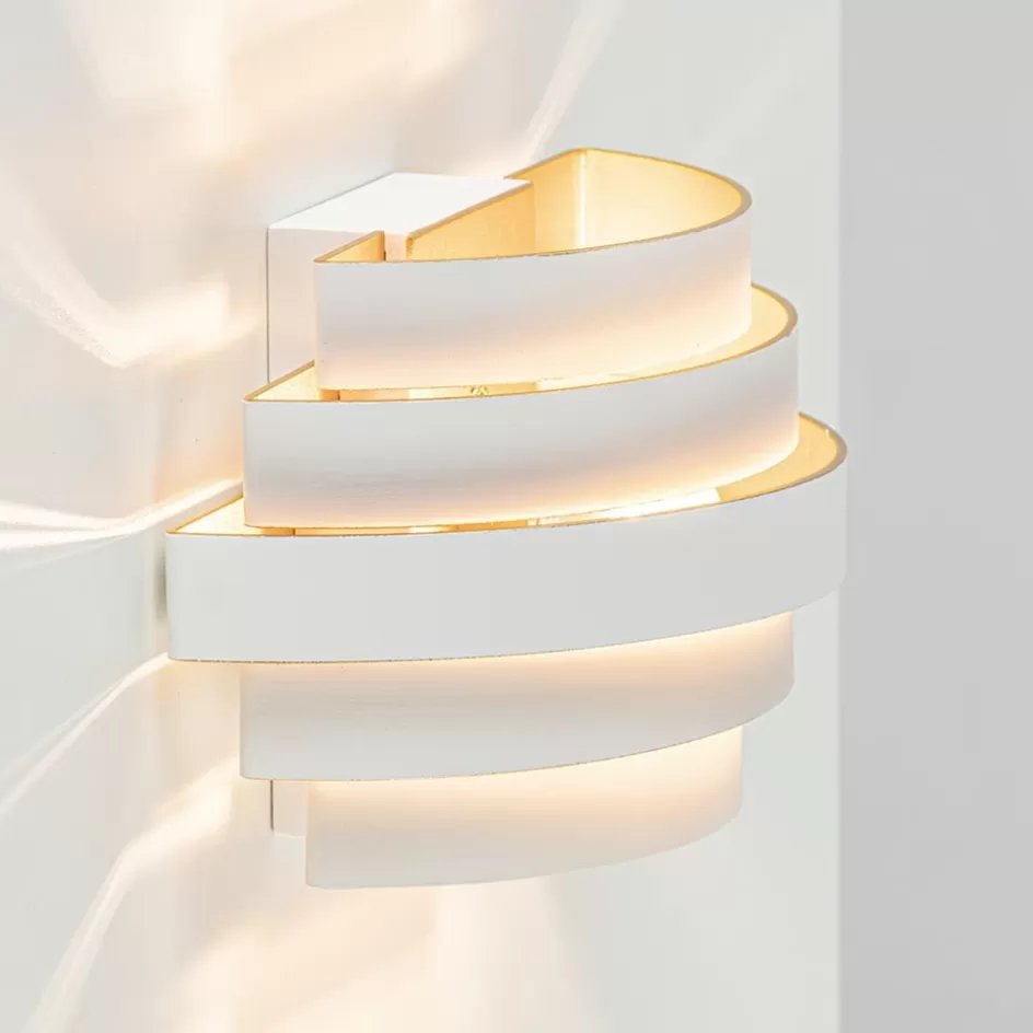 Woonkamerlampen | Slaapkamerlampen>Straluma Wandlamp Scudo klein wit/goud