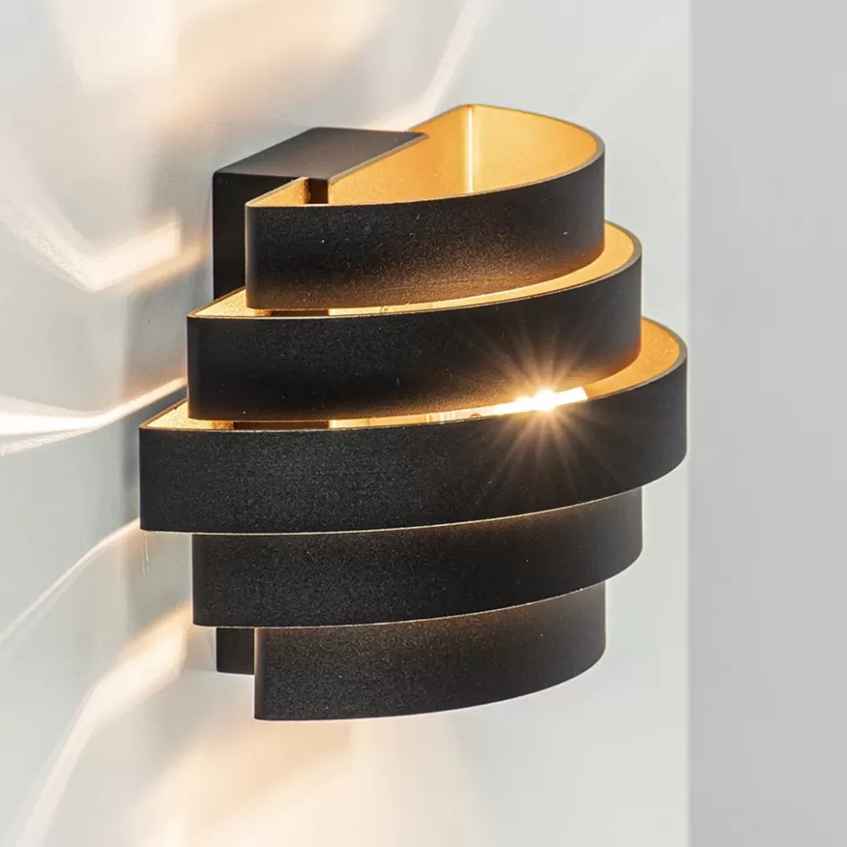 Woonkamerlampen | Halverlichting>Straluma Wandlamp Scudo zwart/goud 20cm