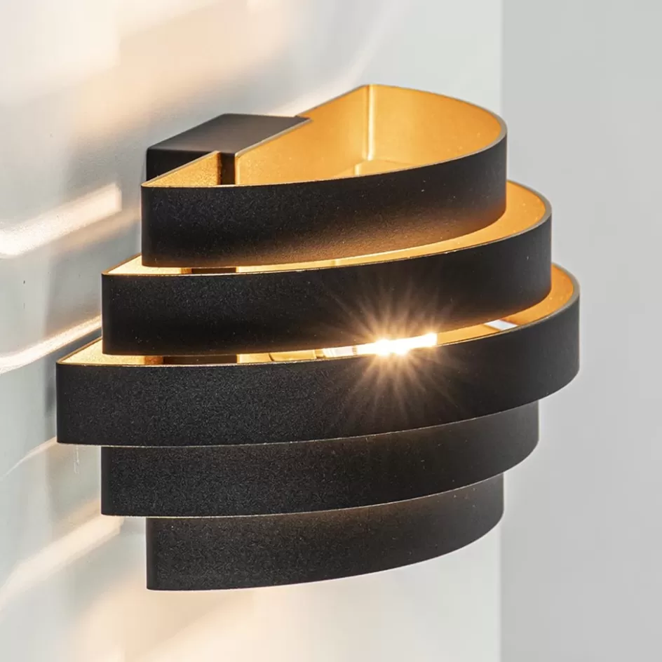 Halverlichting | Wandlampen>Straluma Wandlamp Scudo zwart/goud 25cm