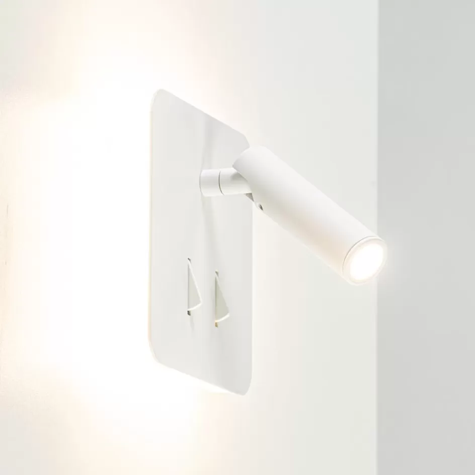 Wandlampen | Bedlampjes>Straluma Witte wandlamp vierkant inclusief LED en spot