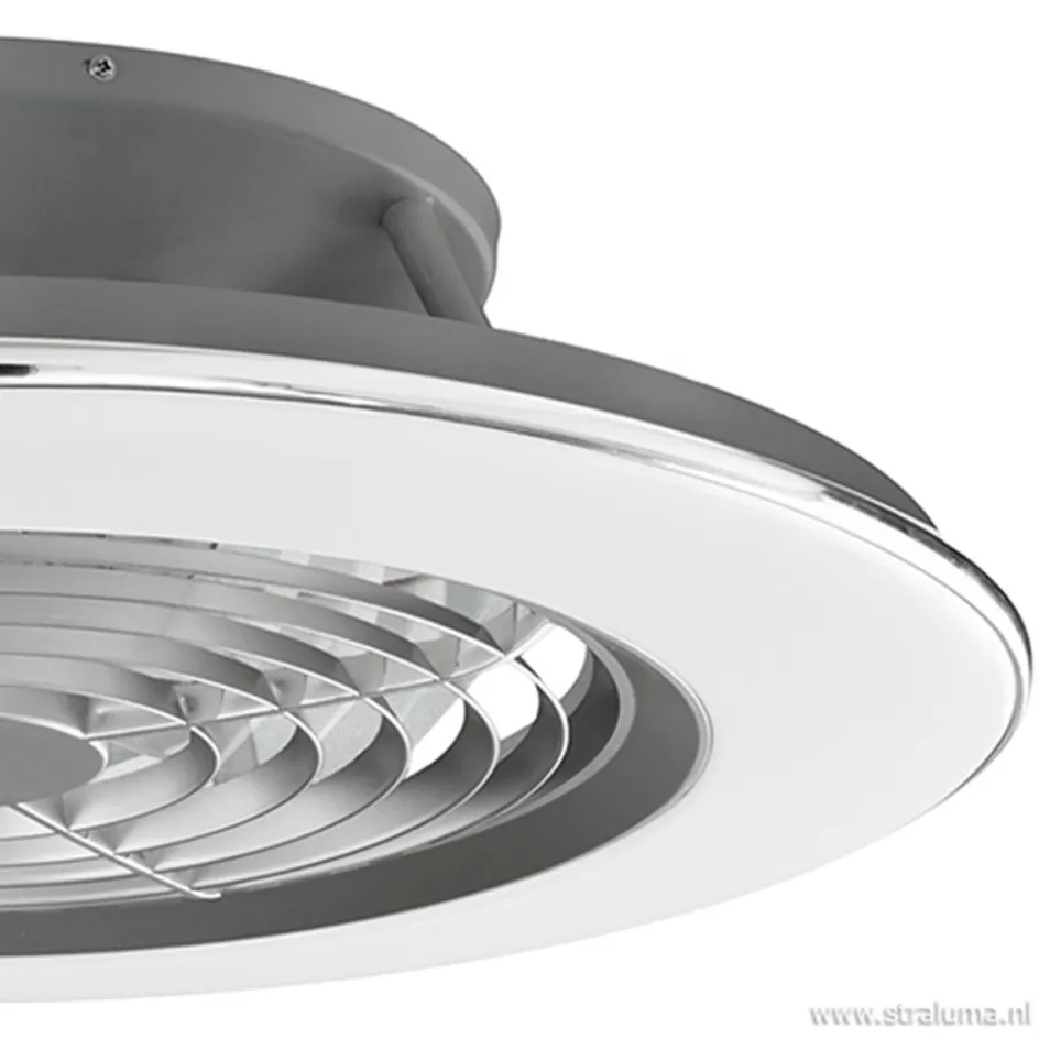 Plafondlampen | Plafondventilatoren met lamp>Straluma Zilveren ventilator met LED en bluetooth