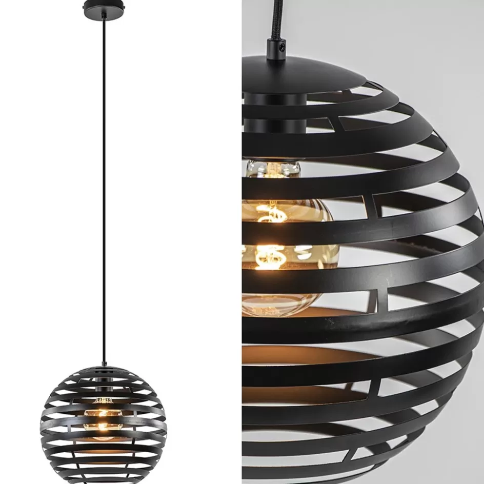 Keukenverlichting | Halverlichting>Straluma Zwart metalen hanglamp bol 30 cm