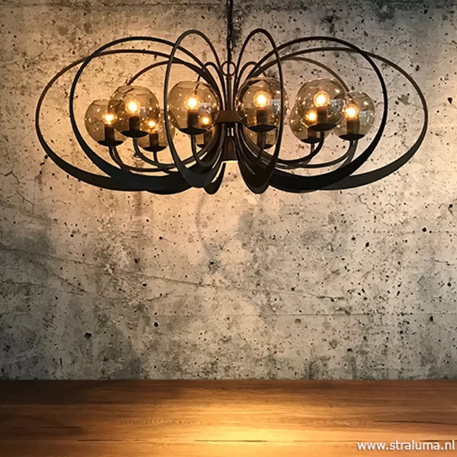 Eettafellampen | Keukenverlichting>Straluma Zwart metalen hanglamp met smoke glas