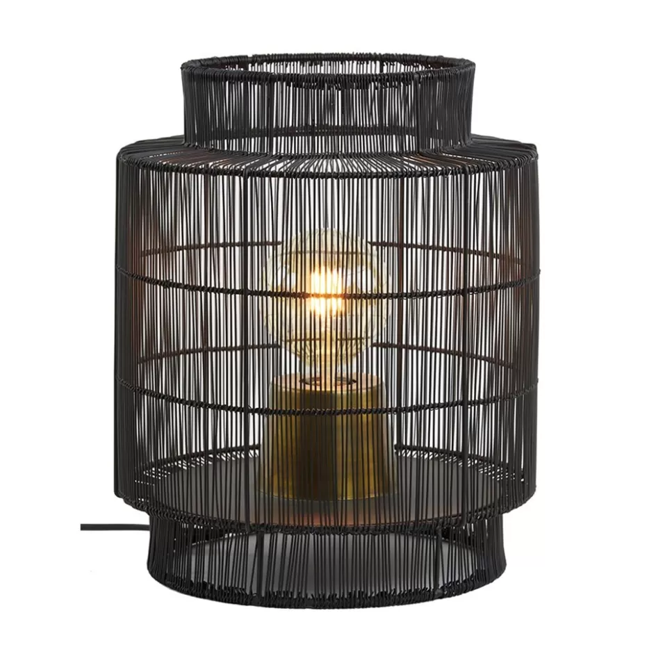 Draadlampen | Light and Living>Straluma Zwarte draad tafellamp met brons