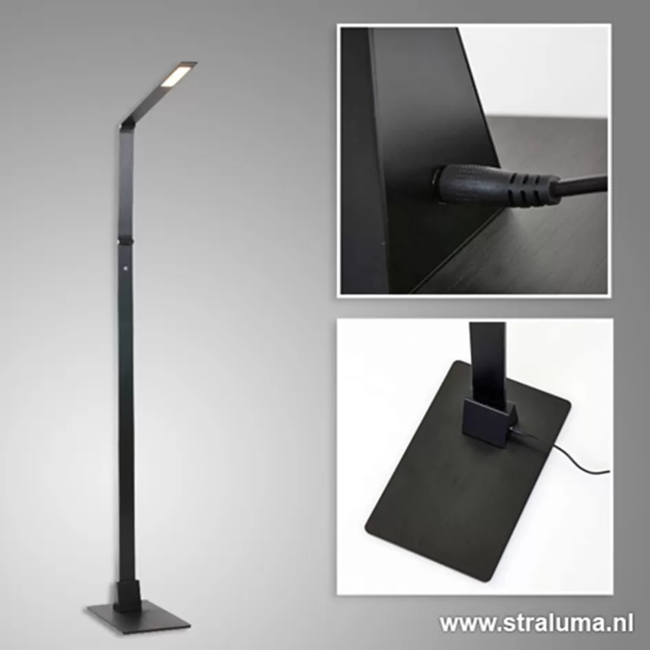 Vloerlampen | Leeslampen>Straluma Zwarte led vloerlamp met touchdimmer