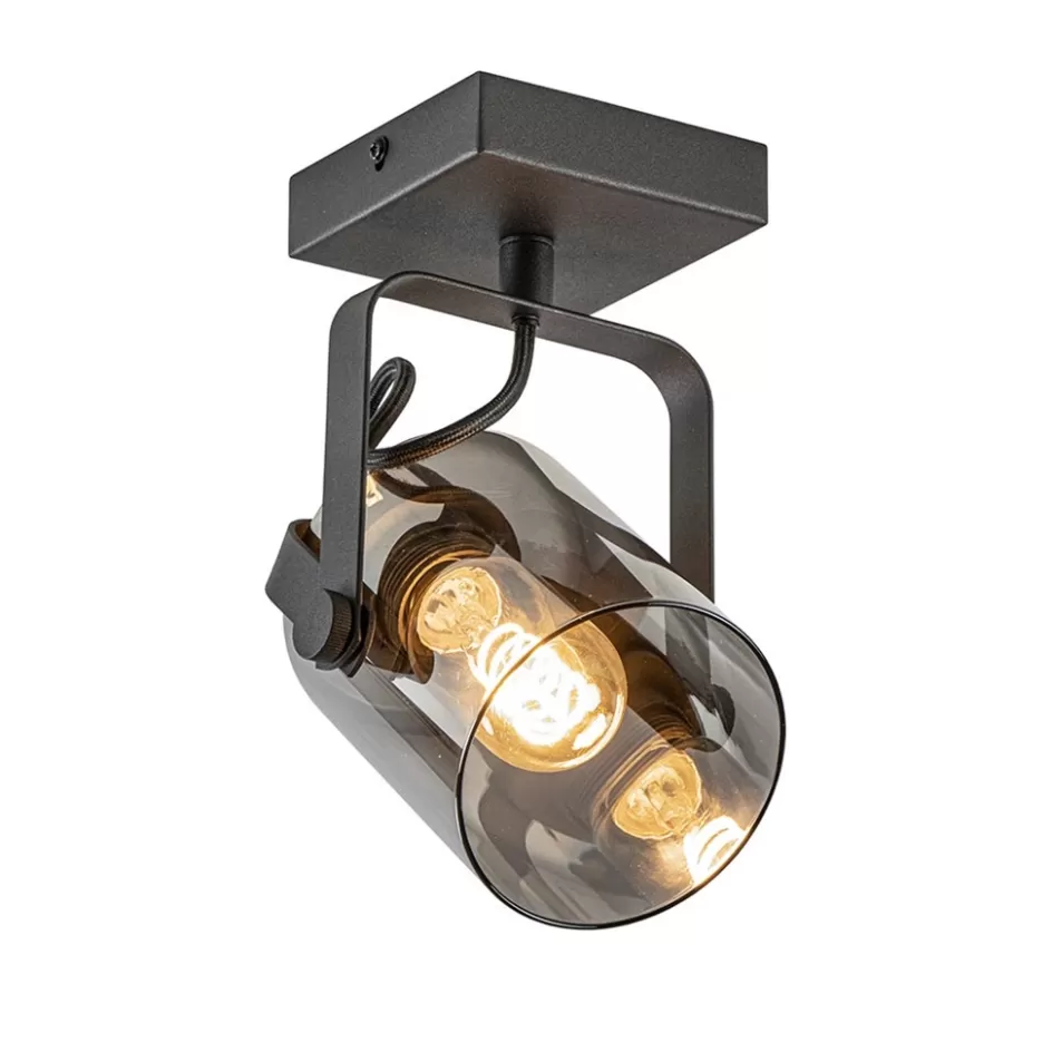 Keukenverlichting | Plafondlampen>Straluma Zwarte plafond/wandlamp met titanium glas