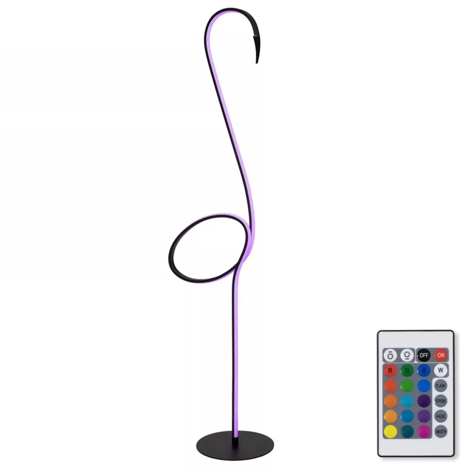 Vloerlampen | Tienerkamerlampen>Straluma Zwarte vloerlamp flamingo met LED RGB multicolor