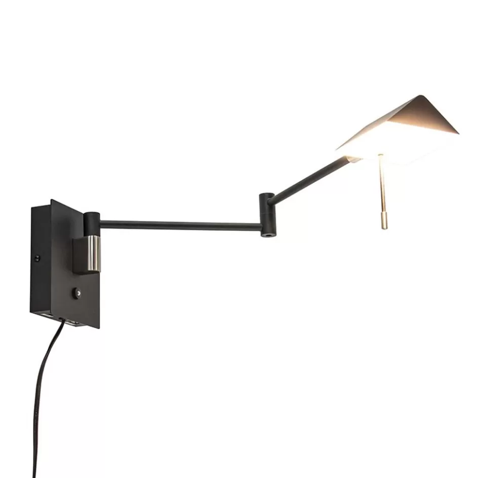 Wandlampen | LED Wandlampen>Straluma Zwarte wandlamp inclusief dimbaar LED en verstelbare arm